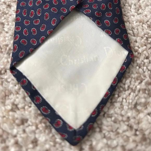 Christian Dior 100% Silk Tie Navy Blue - Picture 7 of 7